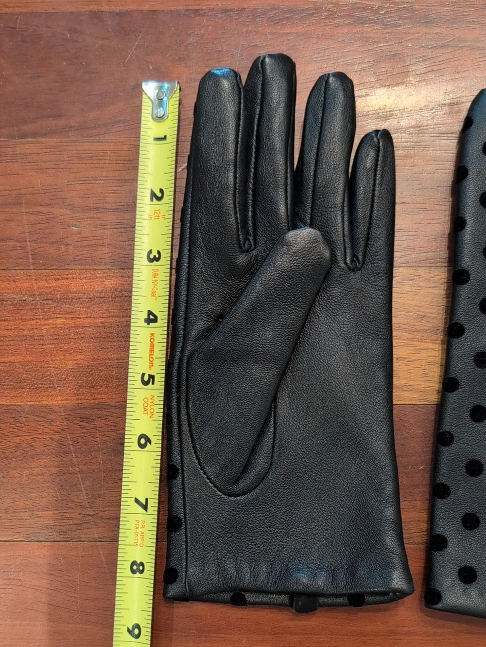 Lambs Leather Vintage Merona Polkadot Black Gloves